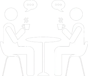 personas hablan en inglés en un café