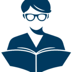 estudiante lee gramatica del inglés