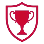 Trofeo rojo protegido por escudo